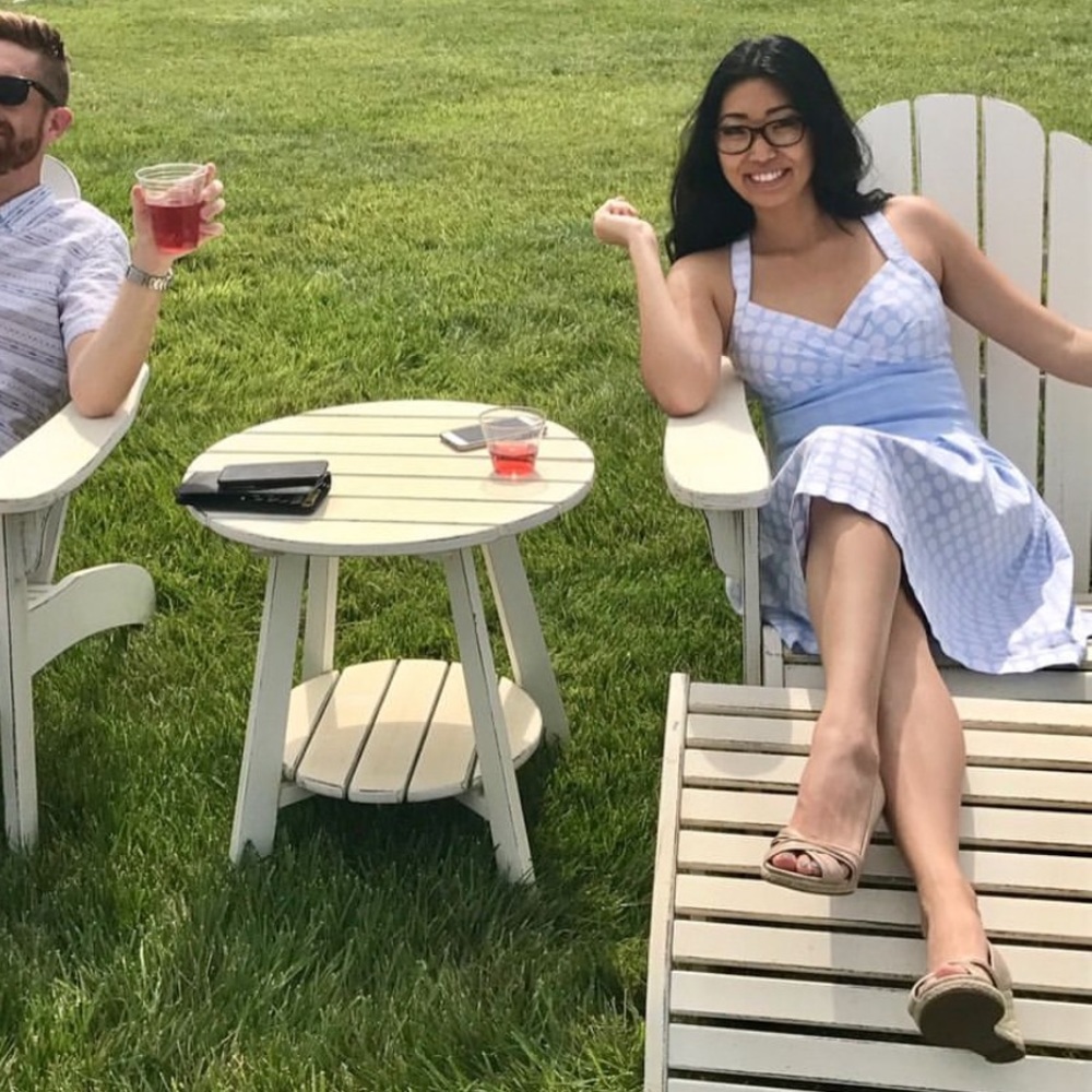 Calvin Klein Dress - Light blue and white polka dots